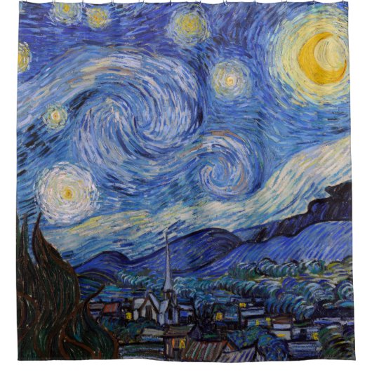 Rideaux De Douche Une nuit étoilée : Saint Remy par Vincent Van Gogh (Devant)