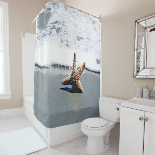 Rideaux De Douche Une seule étoile blanchie sur la côte (En situation)