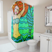 Rideaux De Douche Une sirène aux cheveux orangés Abstrait (En situation)