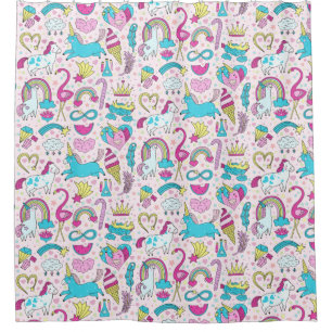 Rideaux De Douche Unicorn Doodle Motif