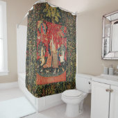 RIDEAUX DE DOUCHE UNICORN ET DAME JOUER ORGE AVEC ANIMAUX (En situation)