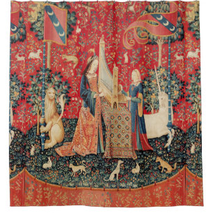 RIDEAUX DE DOUCHE UNICORN ET DAME JOUER ORGE AVEC ANIMAUX