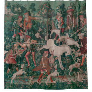 Rideaux De Douche Unicorn Hunt Medieval Art - Unicorn se défend