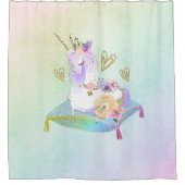 Rideaux De Douche Unicorn Princess Diva Iridescente Rainbow Pastel (Devant)