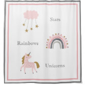 Rideaux De Douche Unicorn Rainbows Motif Boho rose (Devant)
