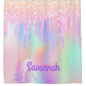Rideaux De Douche Unicorn rose parties scintillant arc-en-ciel rose  (Devant)