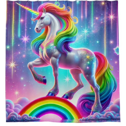 Rideaux De Douche Unicorne arc-en-ciel (Devant)