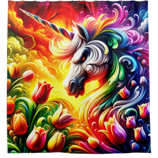 Rideaux De Douche Unicorne en colère (Devant)