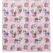 Rideaux De Douche Unicorne rose Tourbillonnant fille (Devant)