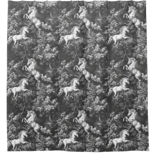 Rideaux De Douche Unicornes monochromes Toile De Jouy (Devant)