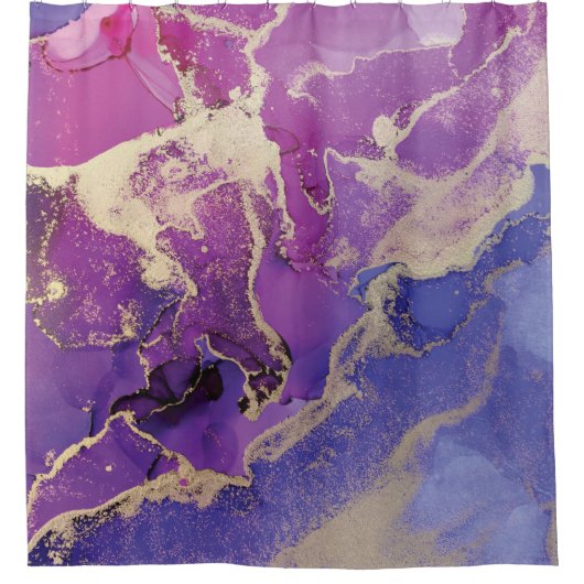 Rideaux De Douche Unique rose violet or Abstrait (Devant)