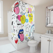 Rideaux De Douche Universal trend hand drawing seamless pattern. Tre (En situation)