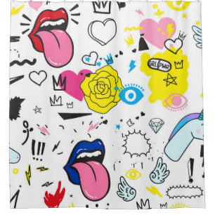 Rideaux De Douche Universal trend hand drawing seamless pattern. Tre