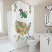 Rideaux De Douche USA white map showrideau globe (En situation)