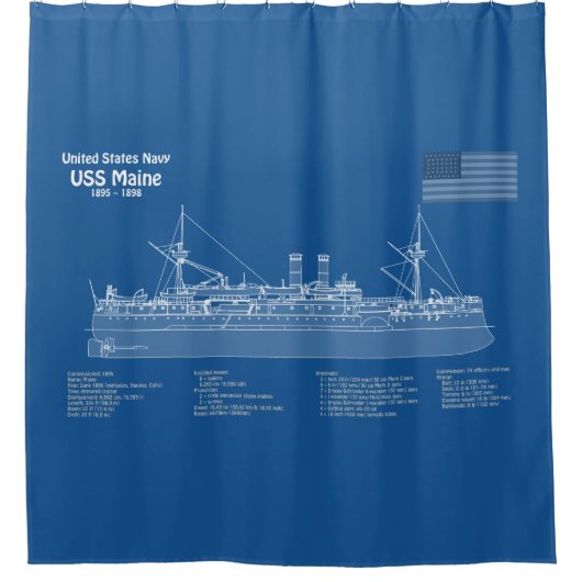 Rideaux De Douche USS Maine - Plan de plan des navires ABD (Devant)