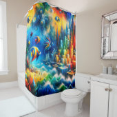 Rideaux De Douche "Utopie submergée : Atlantis réinventé" (En situation)