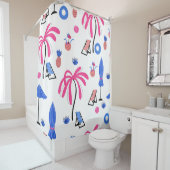 Rideaux De Douche Vacances d'été : Palm Trees Ananas Motif (En situation)