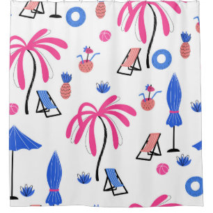 Rideaux De Douche Vacances d'été : Palm Trees Ananas Motif