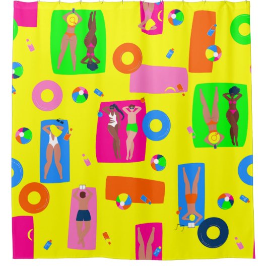 Rideaux De Douche vacances d'été plage ensoleillement gens (Devant)