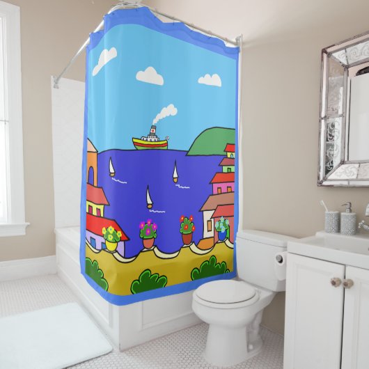 Rideaux De Douche Vacances méditerranéennes (En situation)