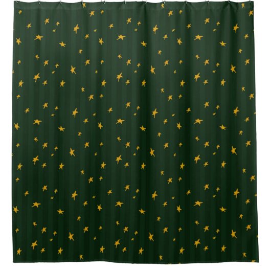 Rideaux De Douche Vacances Vert Jaune Rayure Étoile Noël (Devant)