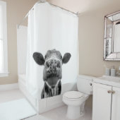 Rideaux De Douche Vache blanche noire Farmhouse moderne Russe (En situation)