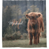 Rideaux De Douche Vache de Highland calvaire herbe d'automne monogra (Devant)
