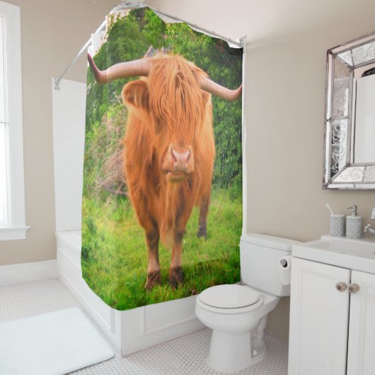 Rideaux De Douche Vache écossaise à longue corne (En situation)