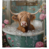 Rideaux De Douche Vache Highland dans la baignoire Florale (Devant)