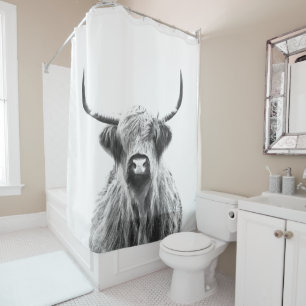 Rideaux De Douche Vache noire et blanche des Highlands