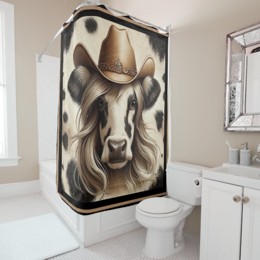 Rideaux De Douche Vachère Blonde de Campagne Drôle (En situation)