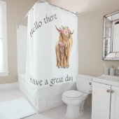 Rideaux De Douche Vaches Highland mignonnes avec fleurs (En situation)