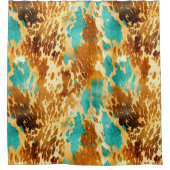 Rideaux De Douche Vachure de crème Brown Turquoise de l'Ouest (Devant)