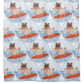 Rideaux De Douche Vague à cheval heureux chien de carlin sur la plan (Devant)