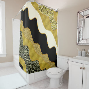 Rideaux De Douche Vague Abstraite Dorée Moderne Glamour Tendance