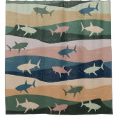 RIDEAUX DE DOUCHE VAGUE DE REQUIN VINTAGE  (Devant)