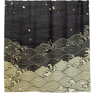 Rideaux De Douche Vague dorée, texture papier.
