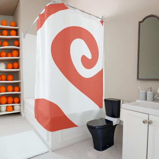 Rideaux De Douche Vague orange rouge et blanche