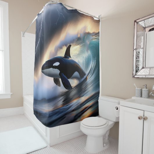 Rideaux De Douche Vague Orca (En situation)