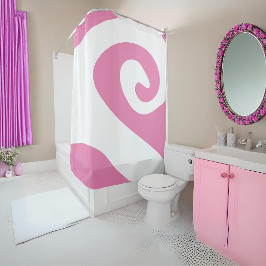 Rideaux De Douche Vague rose et blanche