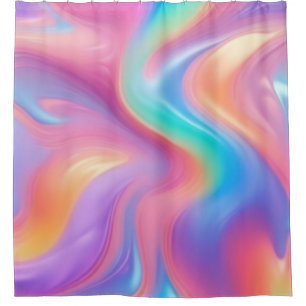 Rideaux De Douche Vagues abstraites roses bleues vert néon branchées