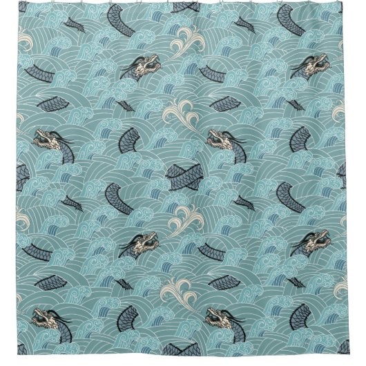 Rideaux De Douche Vagues de dragon (Devant)