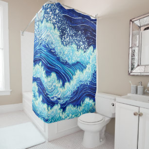 Rideaux De Douche Vagues de l'océan bleu