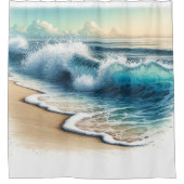 Rideaux De Douche Vagues de l'océan en tempête Plage côtière rustiqu (Devant)