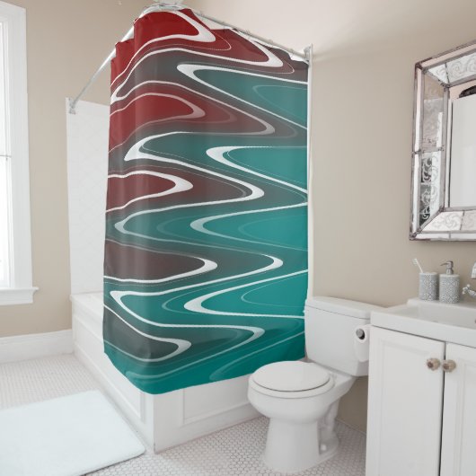 Rideaux De Douche Vagues en blanc (En situation)
