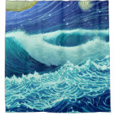 Rideaux De Douche Vagues en rage Bleu Ocean Night (Devant)