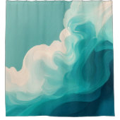 Rideaux De Douche Vagues fluides sarcelle et blanc (Devant)
