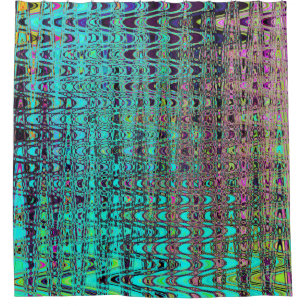 Rideaux De Douche Vagues Kaleidoscopiques Aqua Retro Boomerang Abstr