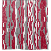 Rideaux De Douche Vagues, lignes, bordeaux, gris, motif blanc (Devant)