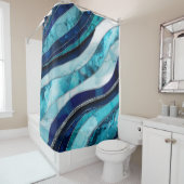 Rideaux De Douche Vagues - Mixte Media Blue Abstrait (En situation)